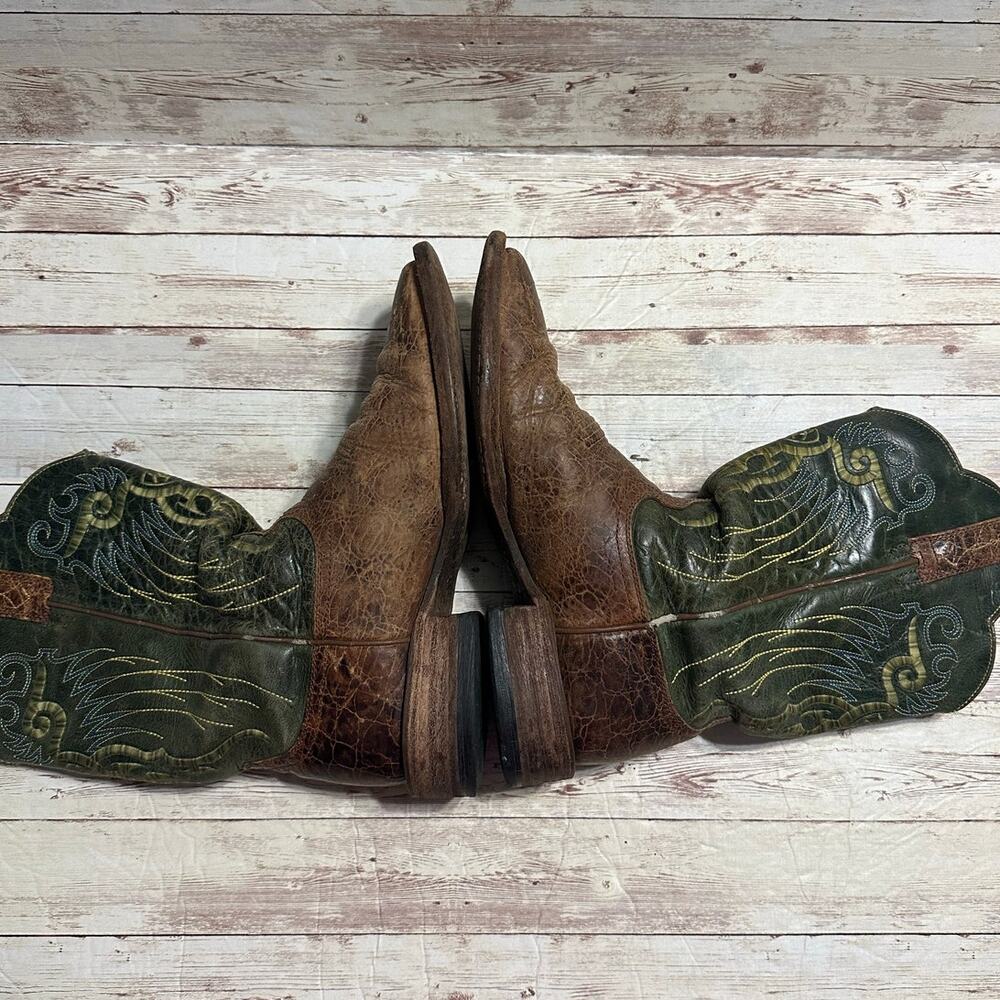 Ariat Mesteno Western Boot Men's Size 8D Adobe Clay Neon Lime Square Toe Cowboy - Picture 8 of 10
